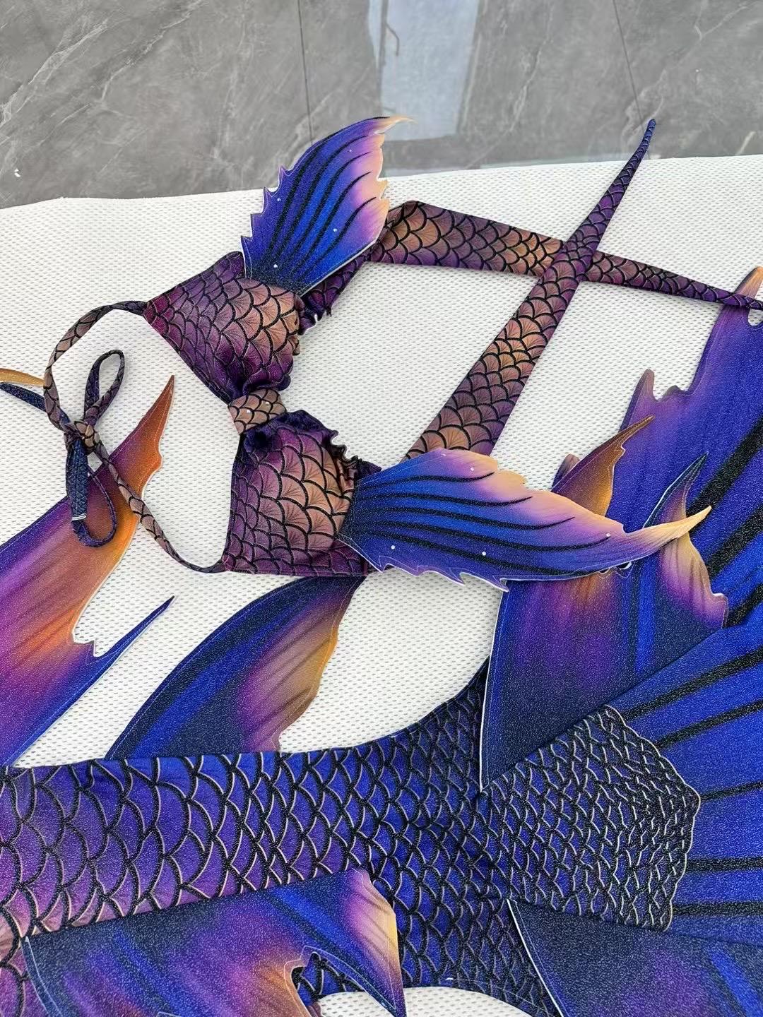 Handmade blue purple Mermaid Tail  cosplay photography costume, diving costume, gift for her，gift for girlfriend's birthday