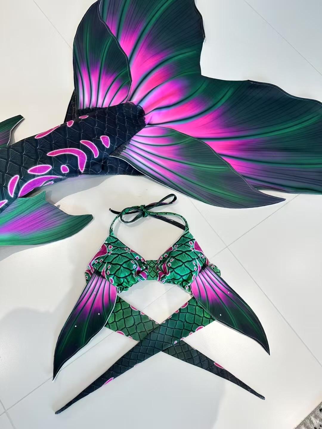 Handmade green pink Mermaid Tail  cosplay photography costume, diving costume, gift for her，gift for girlfriend's birthday