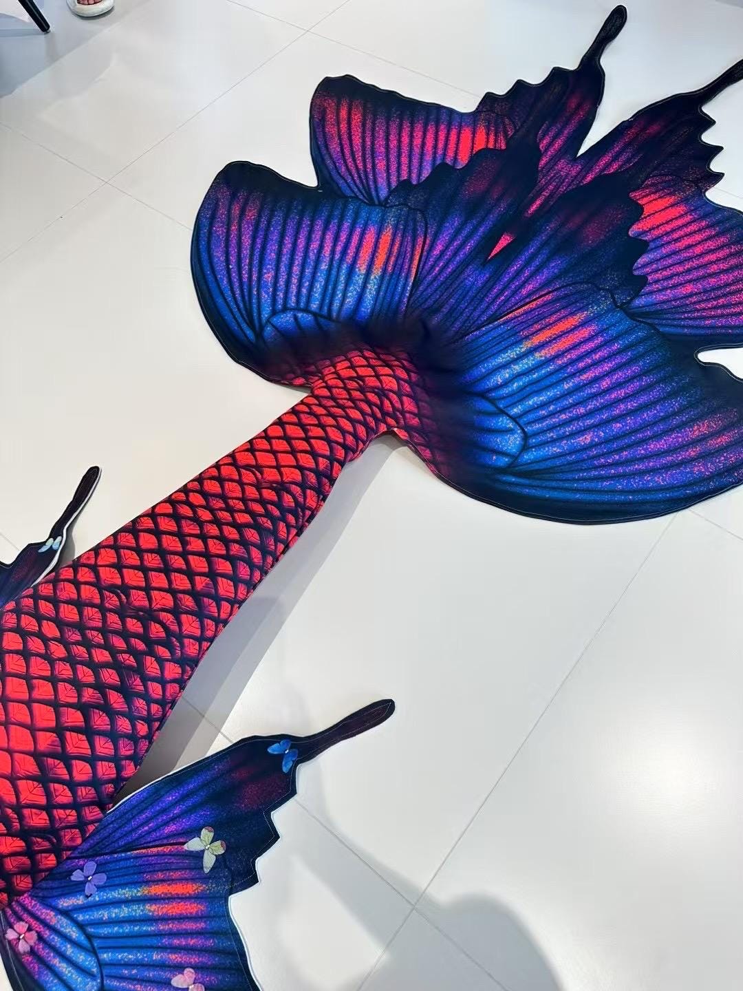 Handmade red blue butterfly Mermaid Tail  cosplay photography costume, diving costume, gift for her，gift for girlfriend's birthday
