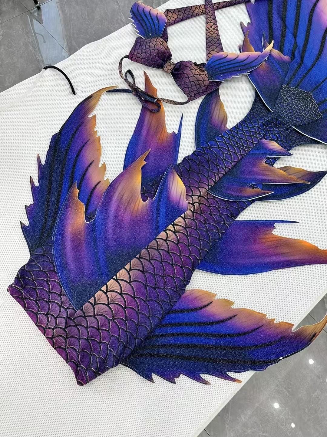 Handmade blue purple Mermaid Tail  cosplay photography costume, diving costume, gift for her，gift for girlfriend's birthday