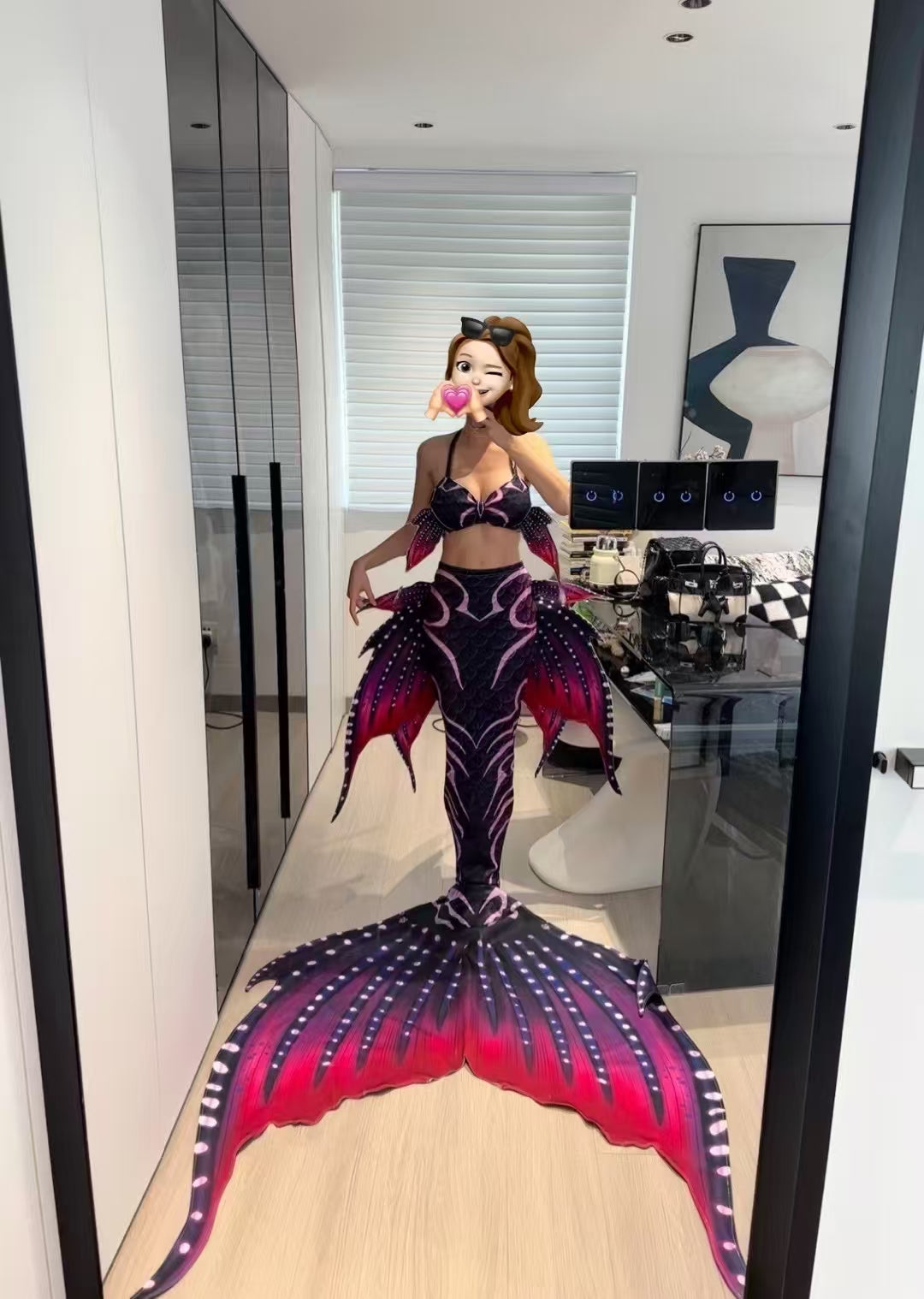 mermaid tails colour purple red