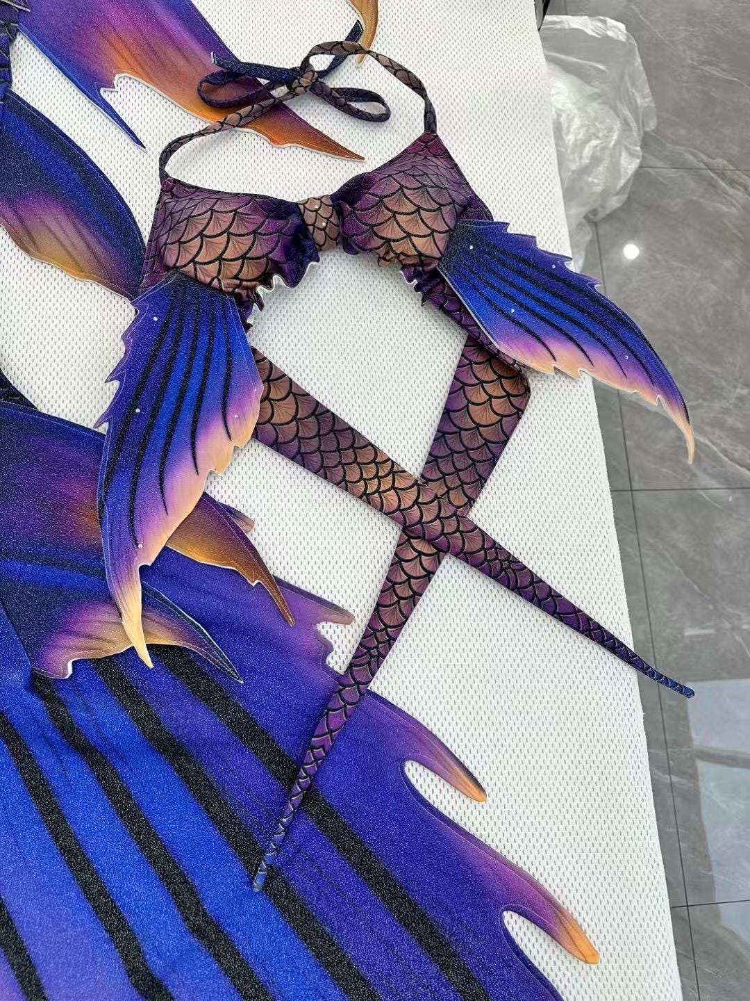 Handmade blue purple Mermaid Tail  cosplay photography costume, diving costume, gift for her，gift for girlfriend's birthday